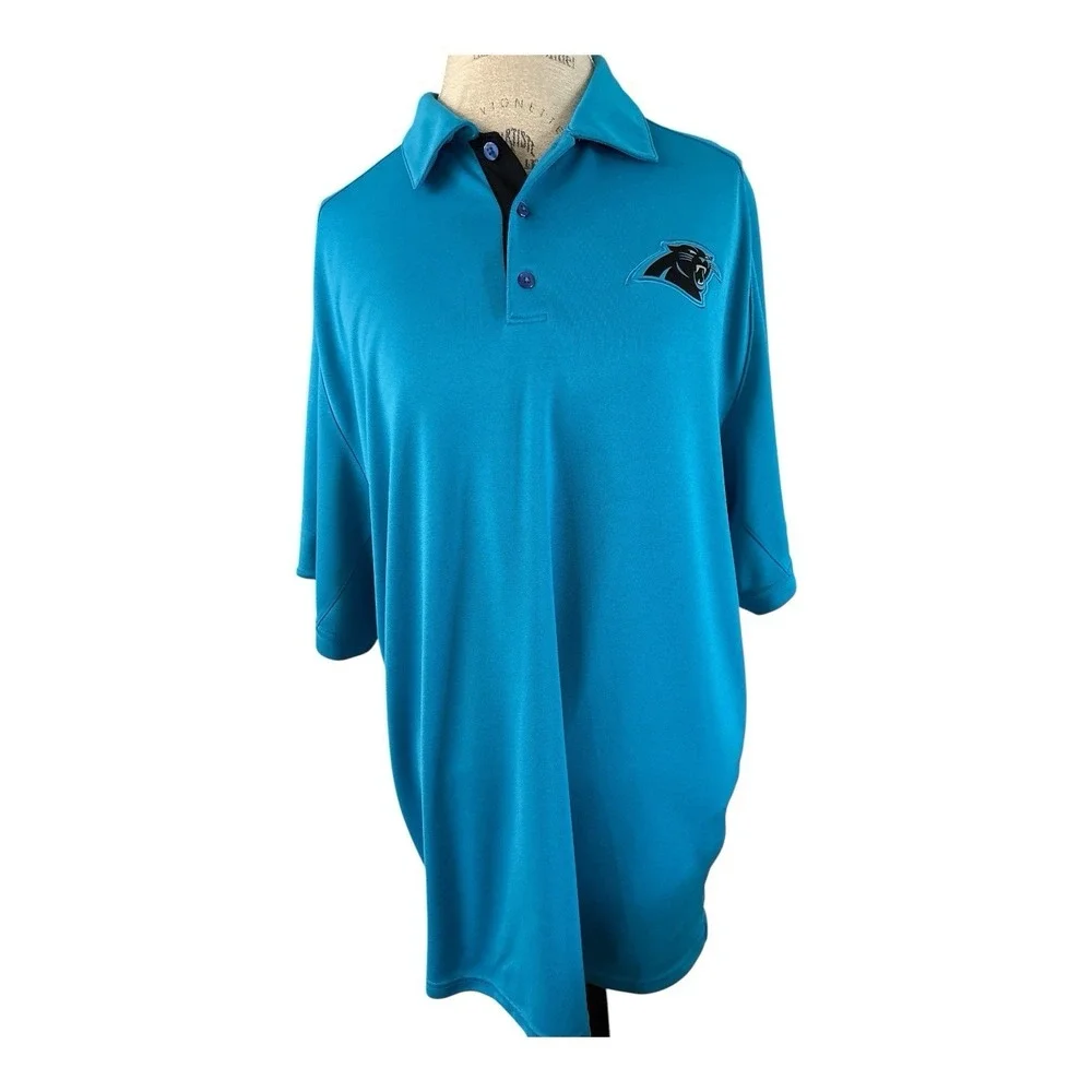 NFL Carolina Panthers‎ Blue DRI-FIT Short Sleeve Polo Shirt By Nike, Size XL