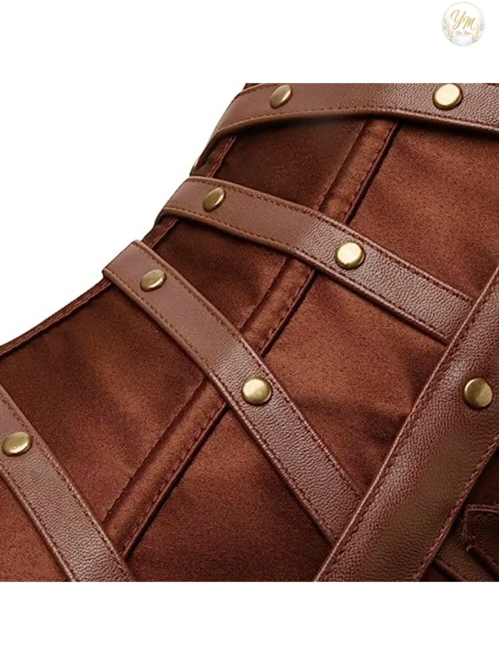 Satin Boned Overbust Corset Top with Buckles Lace Up Back