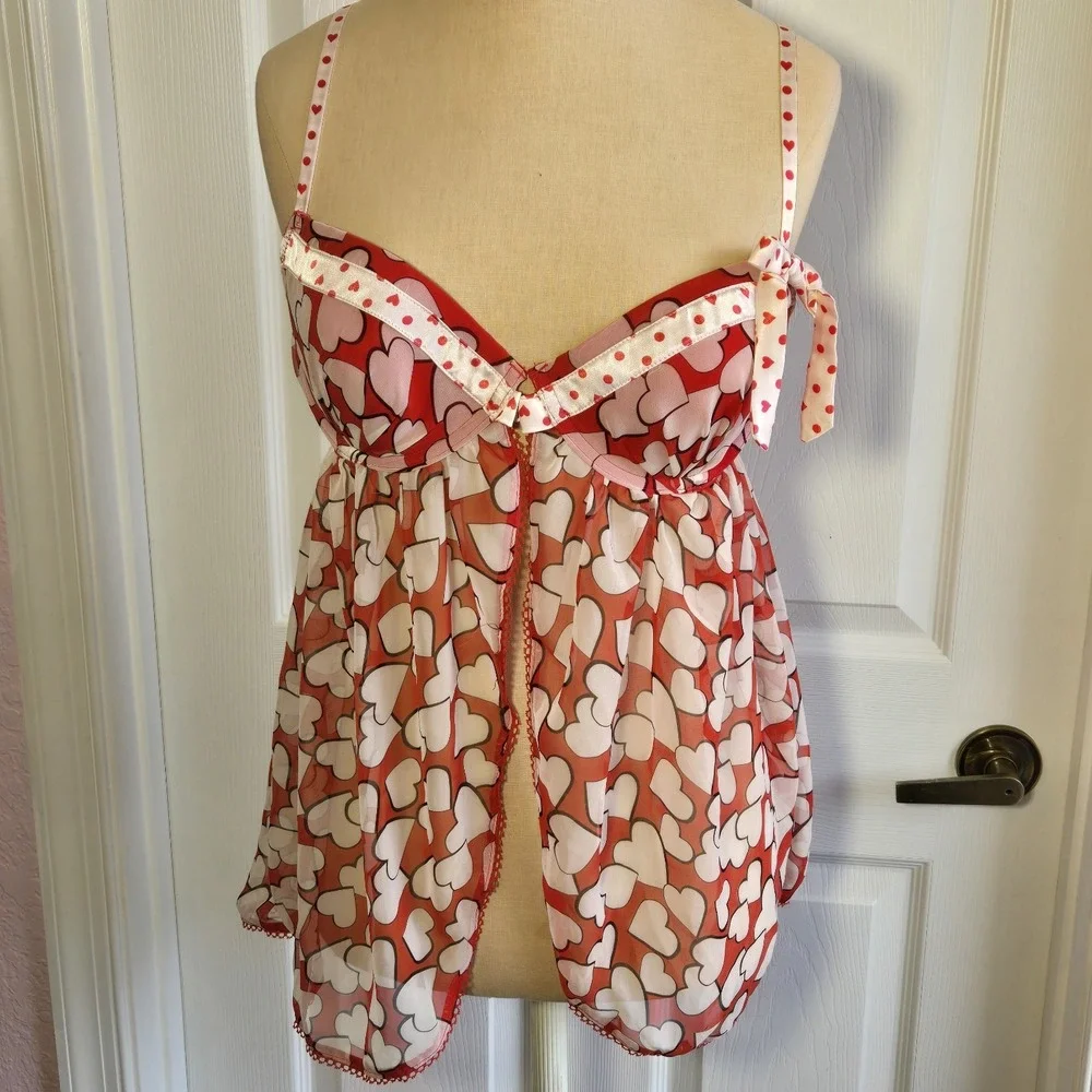 Victoria's Secret Sexy‎ Little Things Heart Print Babydoll Top Size 36C Lingerie