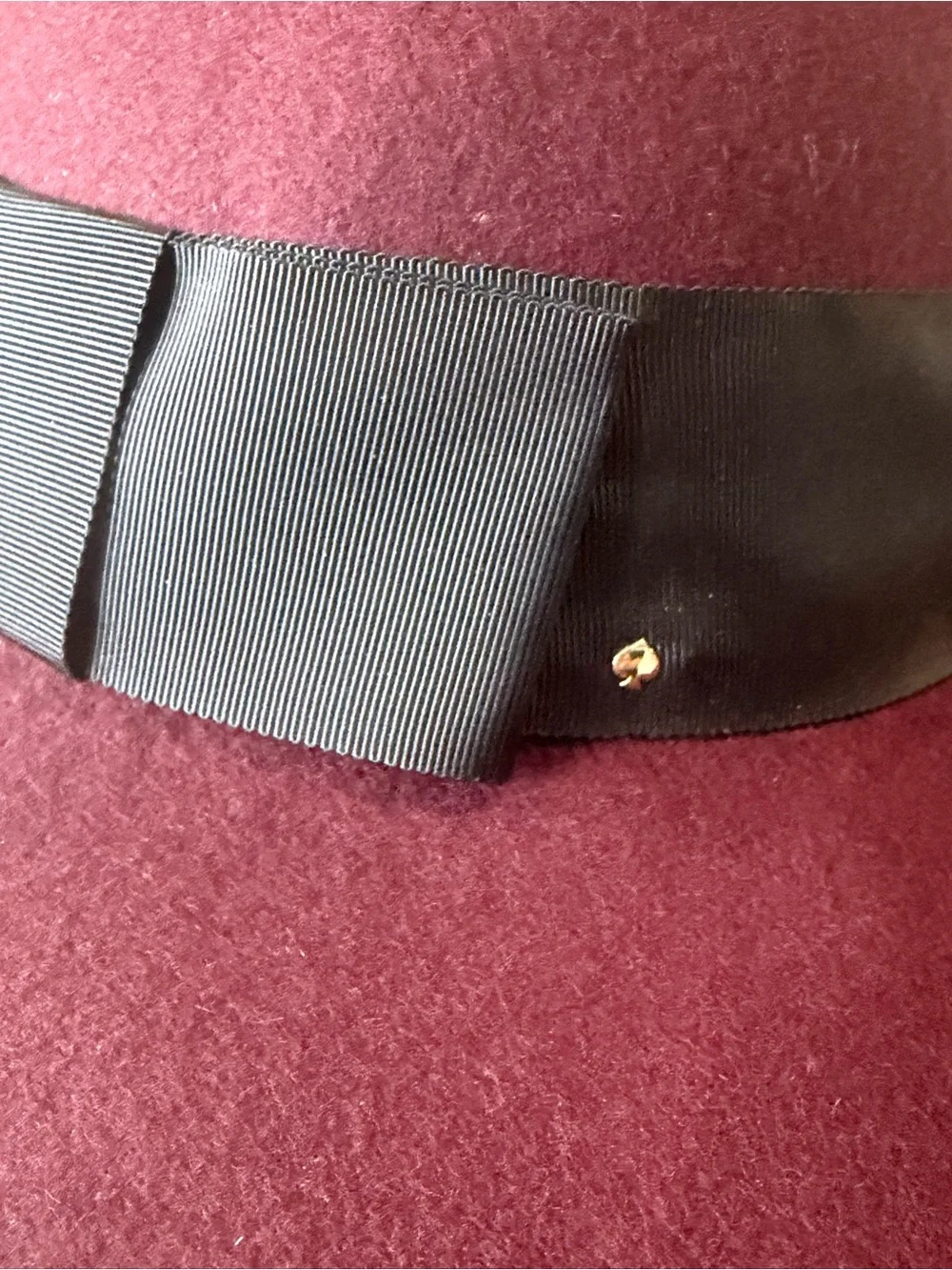 kate spade Wool Wide Rim Hat Burgundy with Black Grosgrain Ribbon Band KS1001033