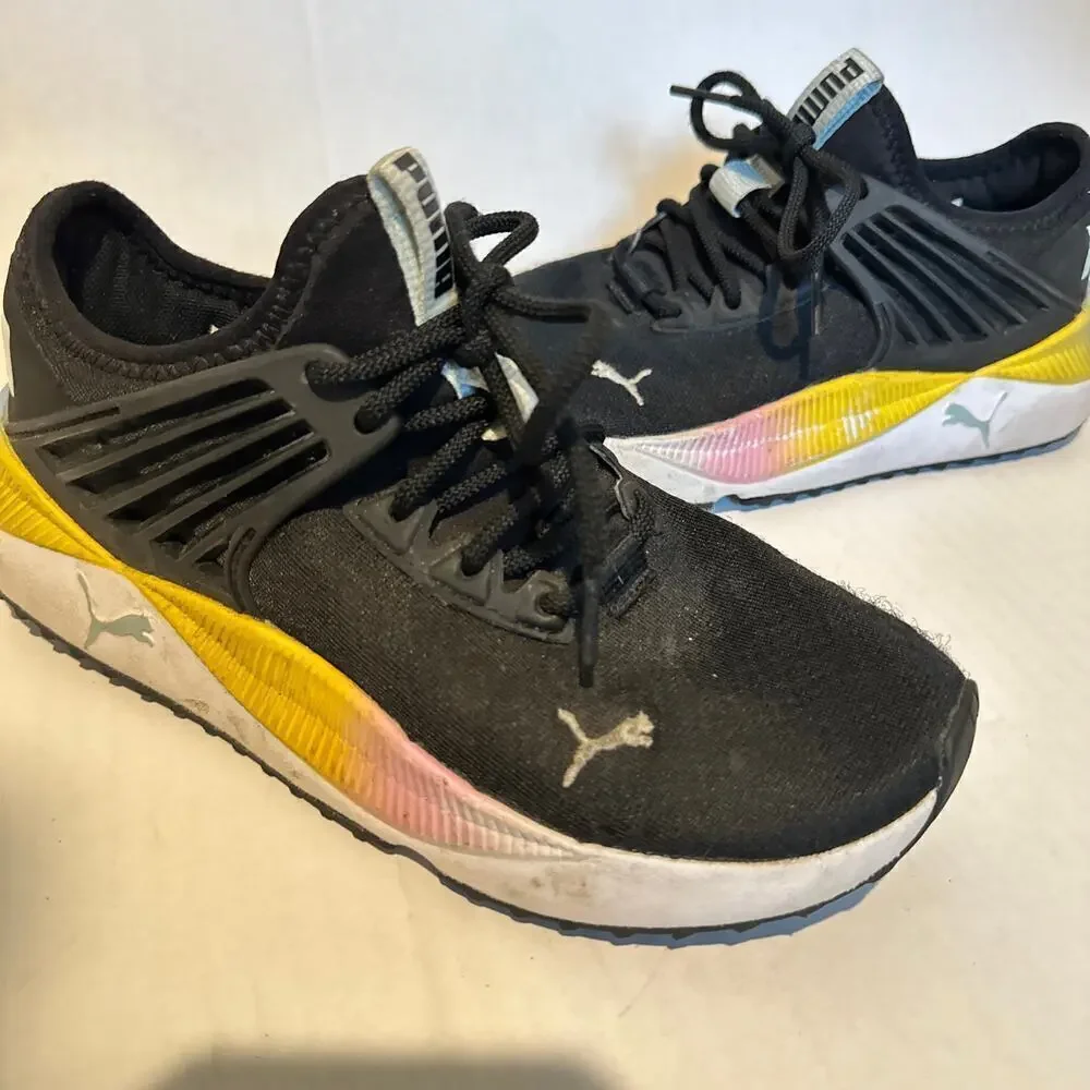 Puma Kids Size 4C Black Green Cantaloupe Pacer Future Allure Sneakers Casual