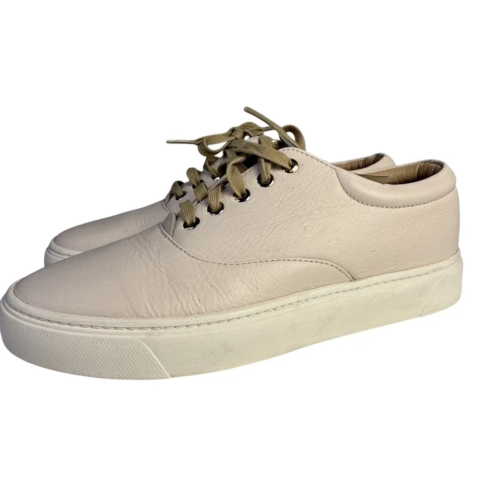 Nisolo Anthropologie Sneakers Everyday Ivory‎ Bone Lace Up Leather Womens Sz 8