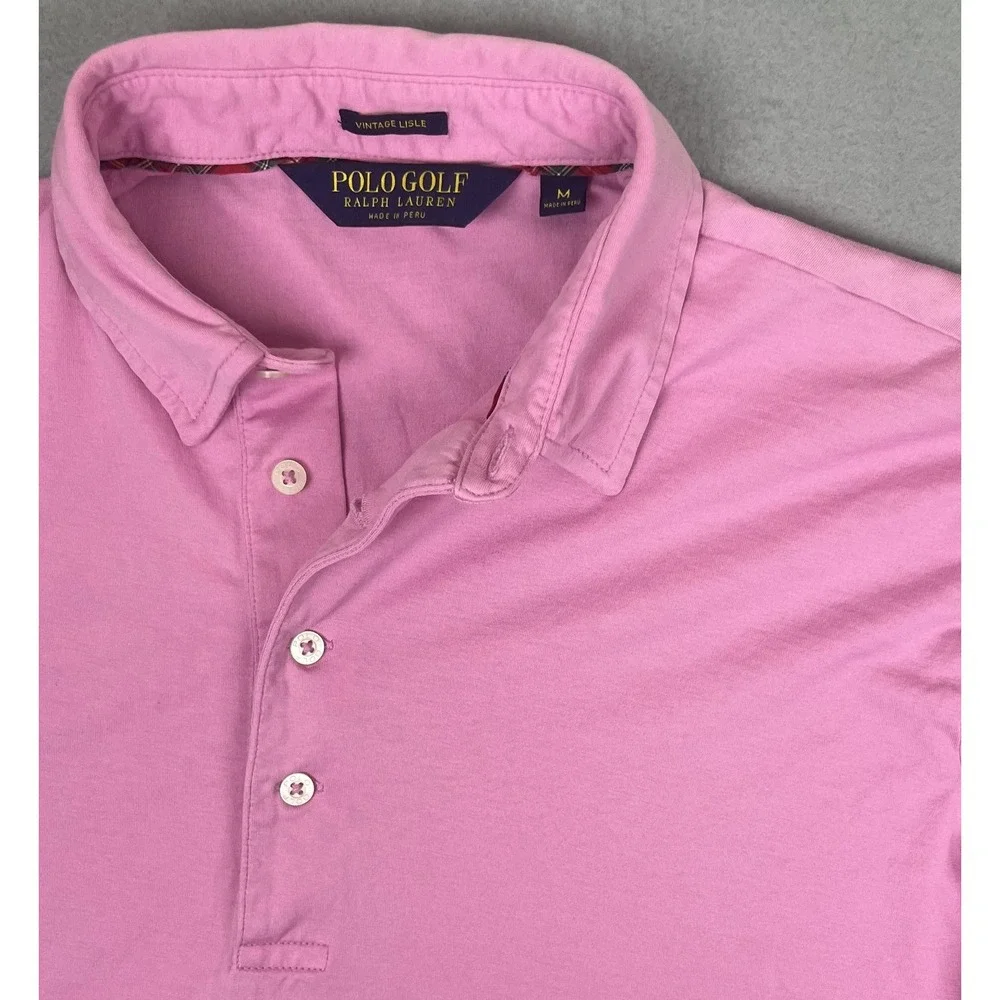 Vintage Ralph Lauren Polo Golf Shirt‎ Mens Medium Lisle Button Up Classic 90s
