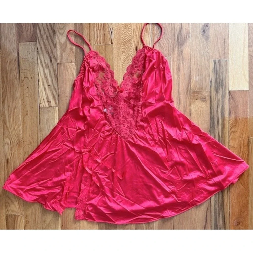Vintage Darling body fashions‎ Red bodysuit teddy lace lingerie size M