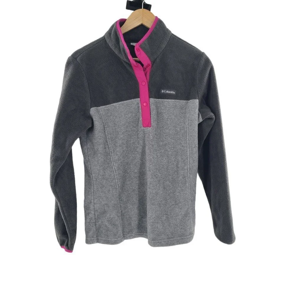 Columbia Women's Benton Springs Half‎ Snap Pullover Medium Gray Mock neck Fleece