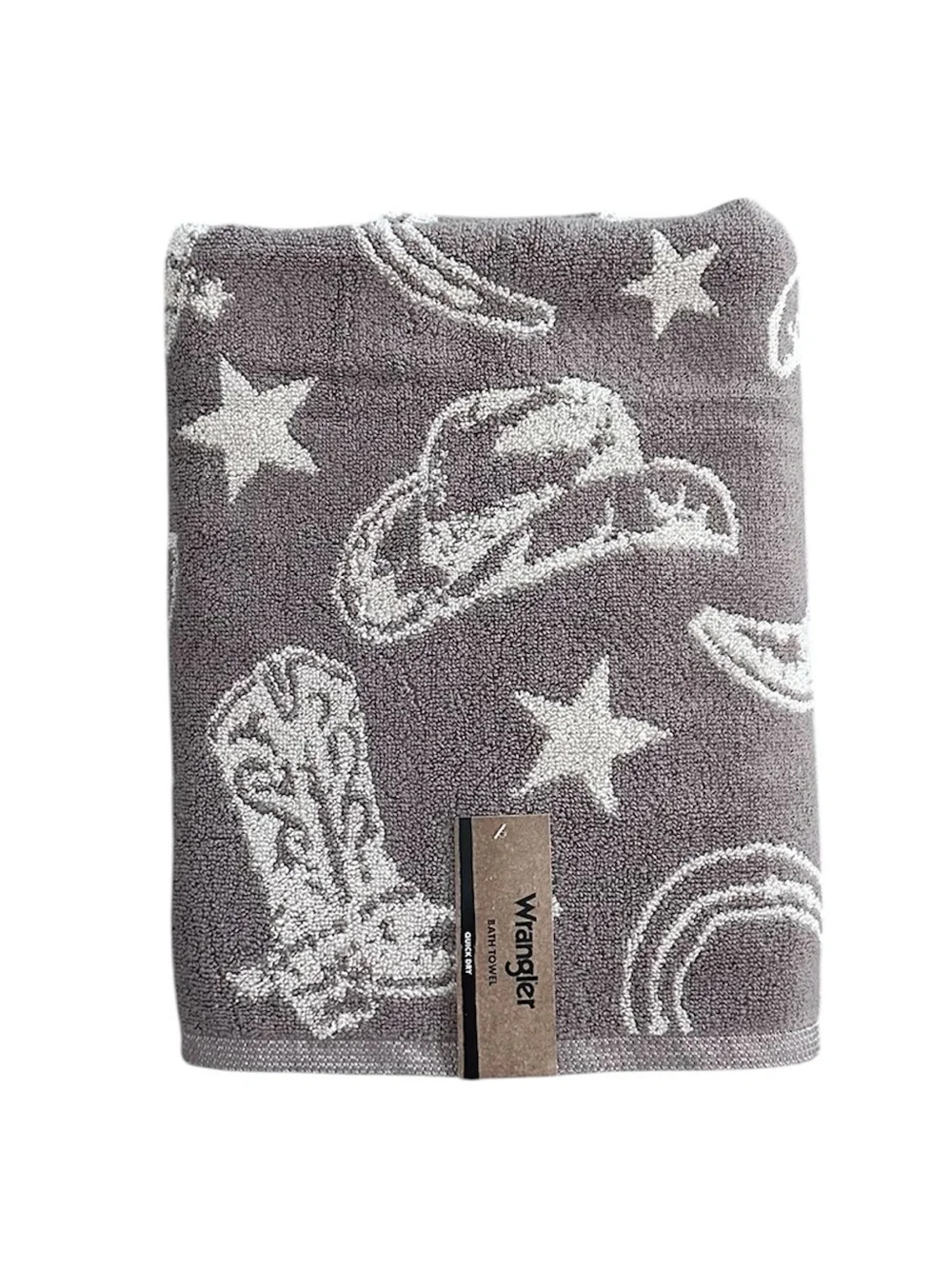 Wrangler Bath Towel 28x52 🤠 Western Cowboy Boots Hat Brown Quick Dry NWT