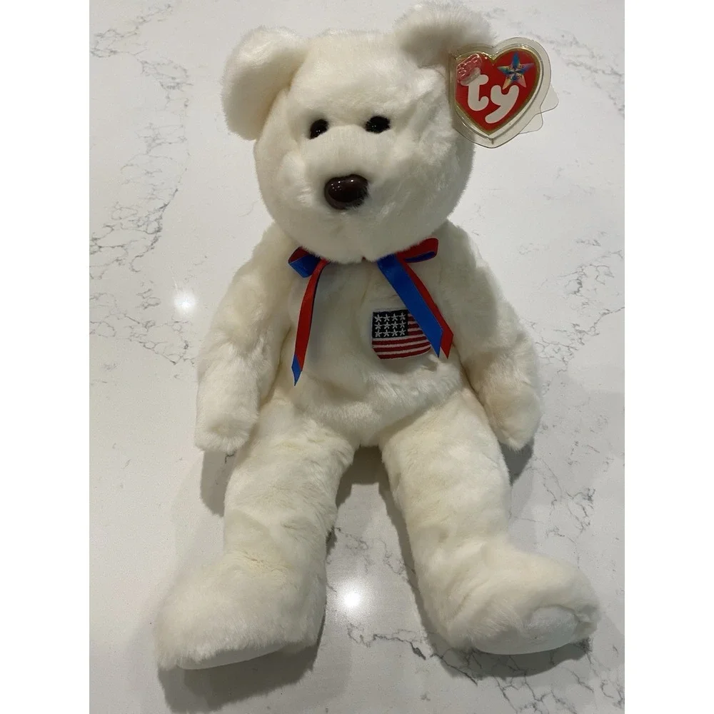 Ty Beanie Buddy Libearty‎ Bear NWT Patriotic USA Flag Plush Retired 2000