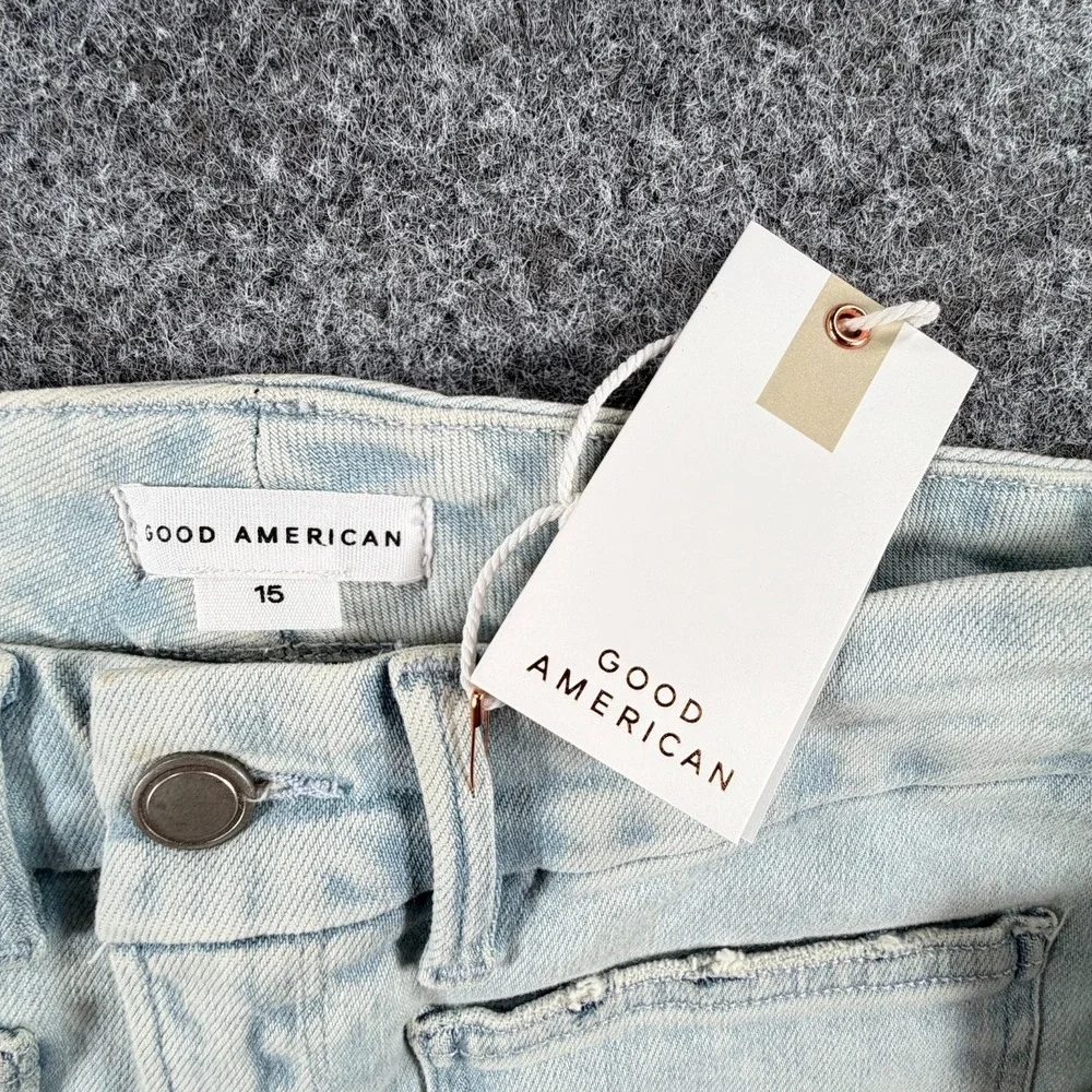 NWT Good‎ American Good Waist Palazzo Crop Jeans Womens 15 Indigo Patch Pockets
