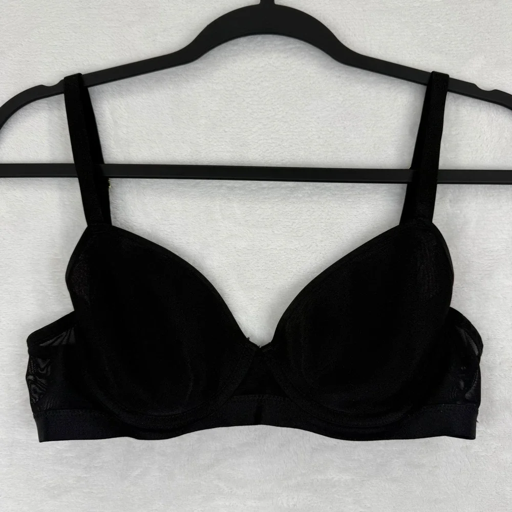 Soma Lightest Lift Smooth Demi‎ Bra Black 34B Mesh Wings 570149420
