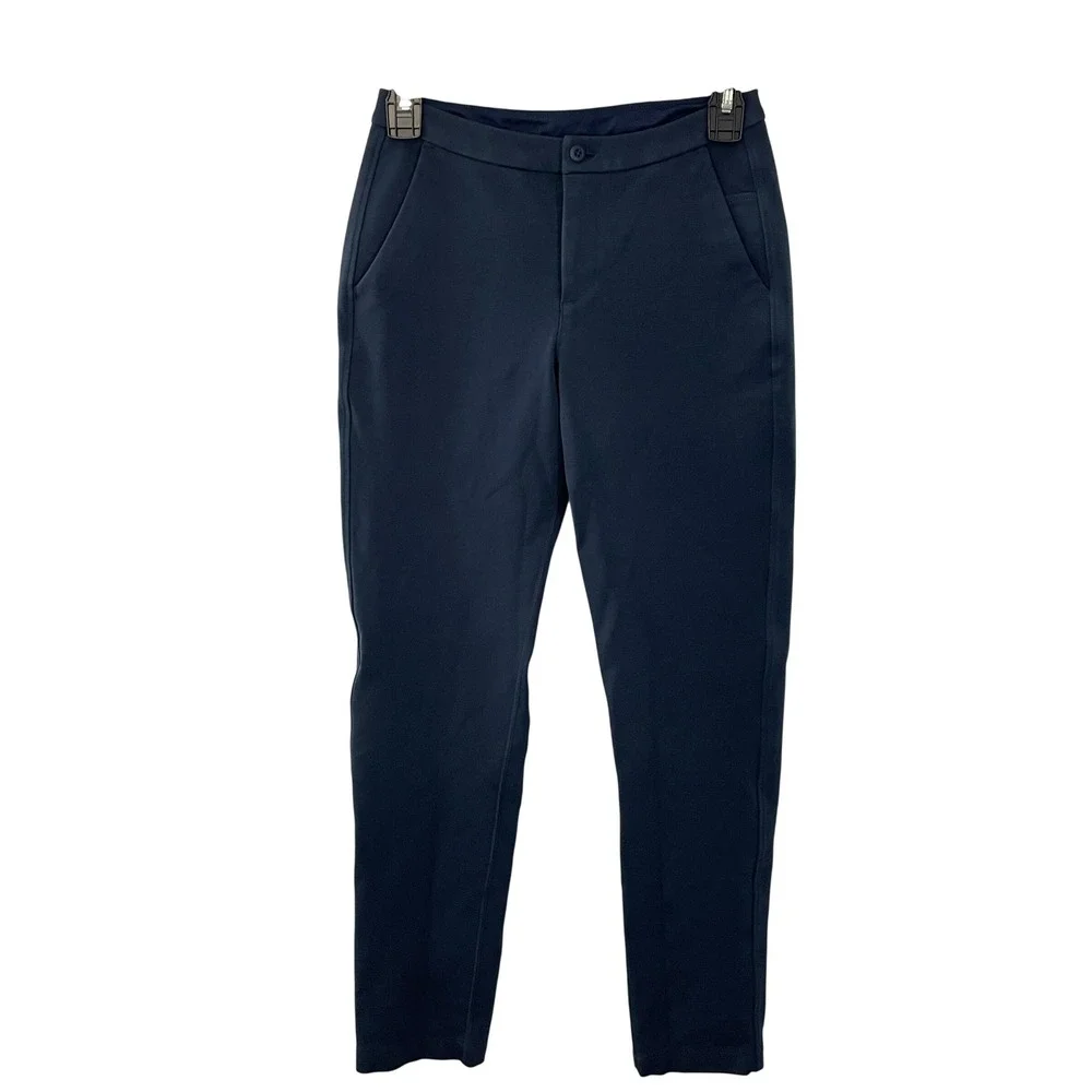 Lululemon Woven Tencel Blend Zip Fly Mid-Rise Pants  Size 2‎ Navy Blue Trousers