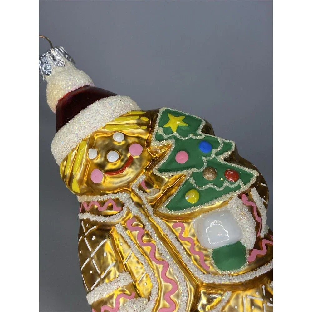 Glass Gingerbread Woman Man Christmas Ornament 5