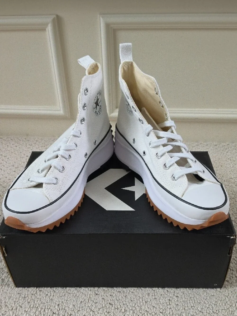 Converse White High-Top Platform Sneakers with Gum & Black Tread