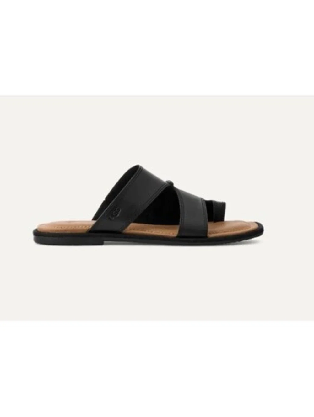 UGG Matira Black Leather Slide Sandals Toe Loop Square Toe Womens Size 12 NIB