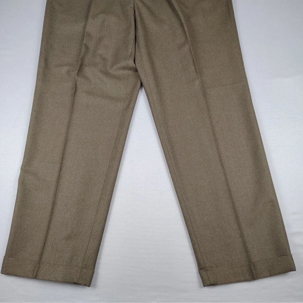 VTG Chaps Ralph Lauren Pants Mens 42x32 Brown Wool Pleated Cuffed NWT Office