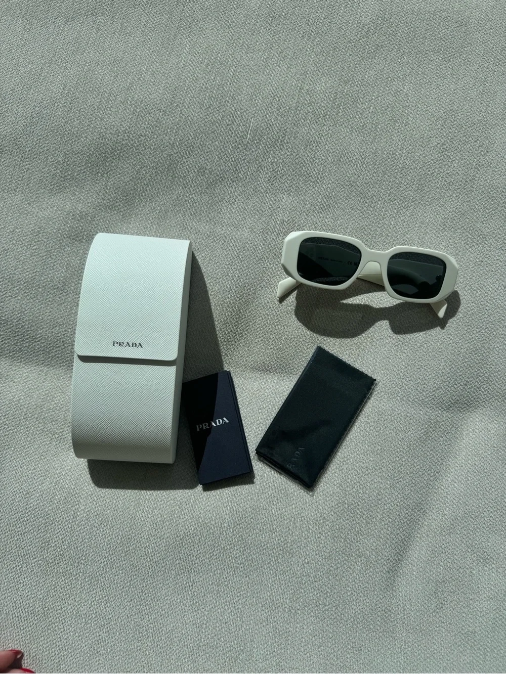 White Retro Prada Rectangle Sunglasses