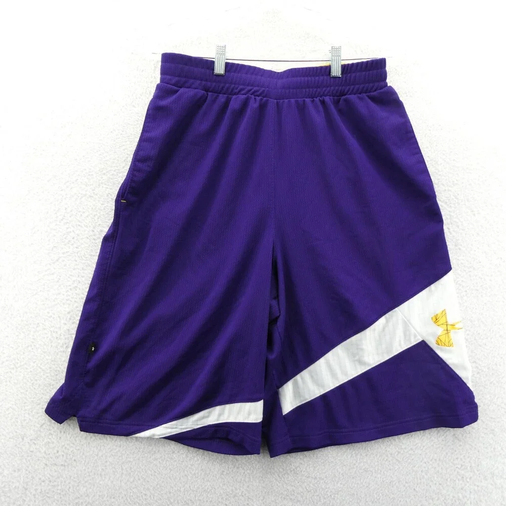Under Armour Shorts Small Loose Mens Purple‎ Athletic Basketball Gym Vtg Lakers
