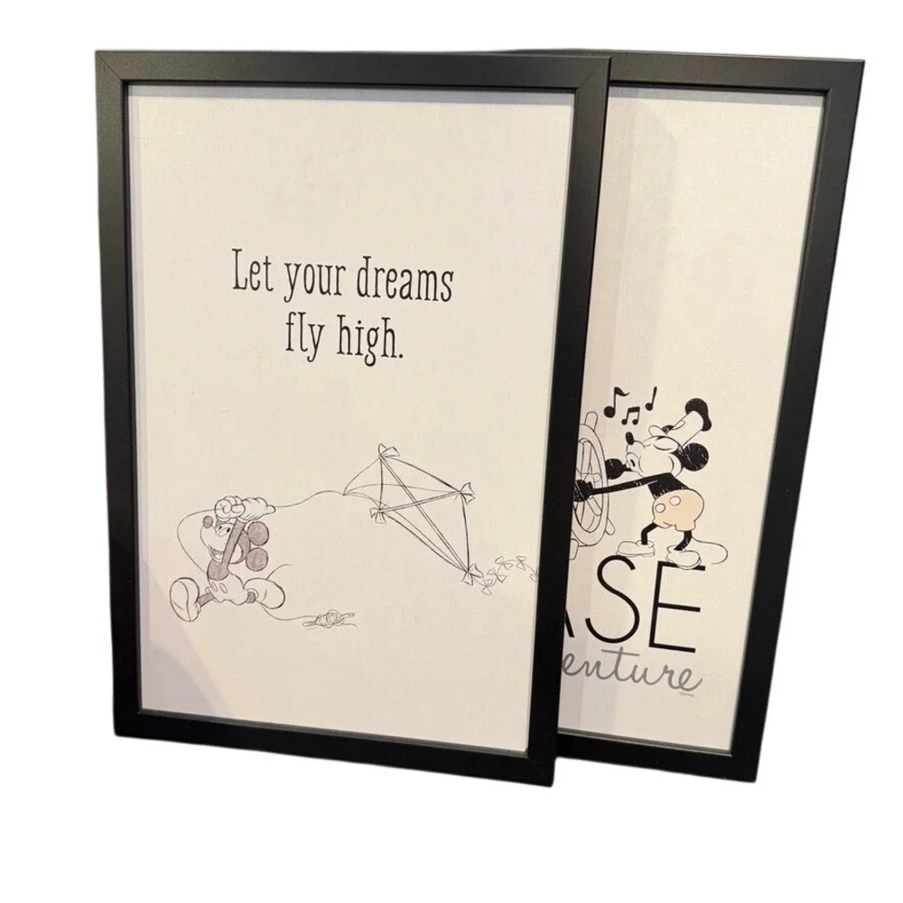 Disney‎ Mickey Mouse Framed Art Wall White Let Your Dreams Fly High Kite Kids