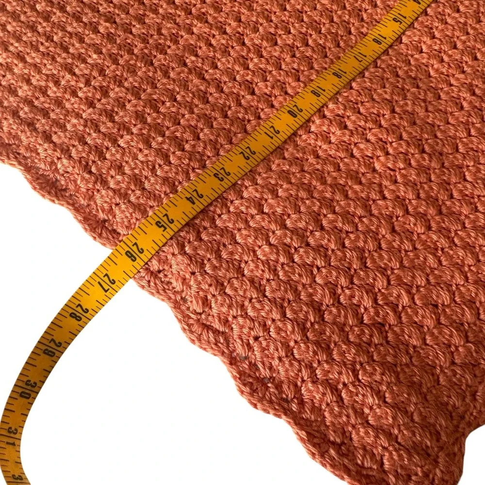Handmade Crochet Baby Blanket Terracotta Coral Scalloped Popcorn Stitch 29x24‎