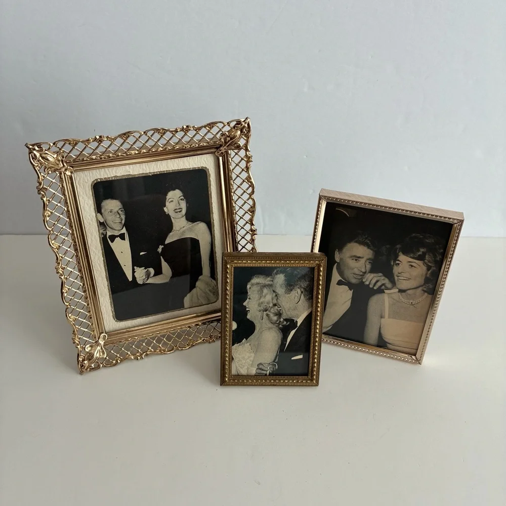 Vintage Set 3 Ornate Gold Tone Picture Frames Old Hollywood Regency