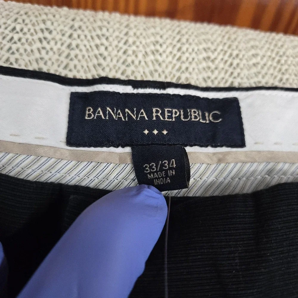 Banana Republic Pants Mens 33x33 Black Corduroy Chino‎ Flat Front Casual