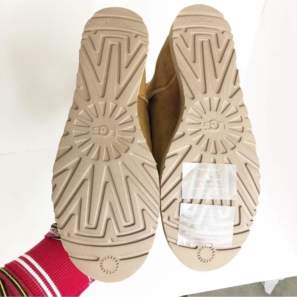 Ugg tall suede fold over wedged heeled boots