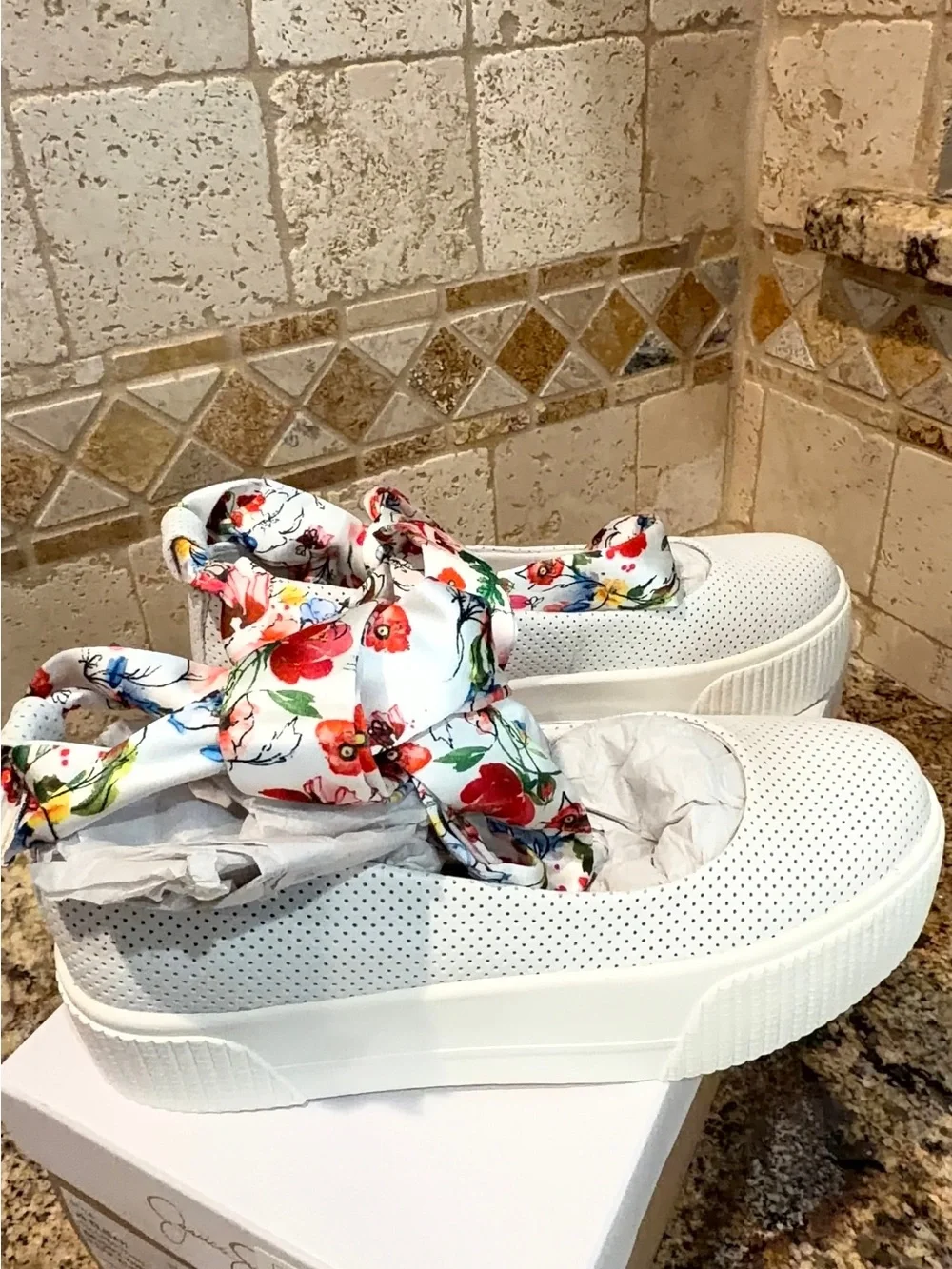 Jessica Simpson perforated white