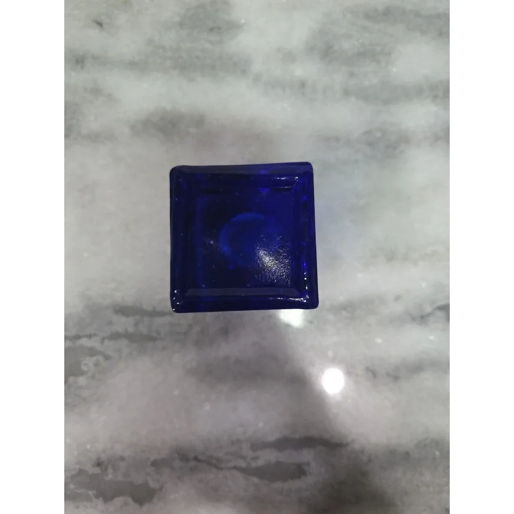 Pier One Cobalt Blue Ice Cube Candle Holder, Glass‎ Candle Stick, Home Decor