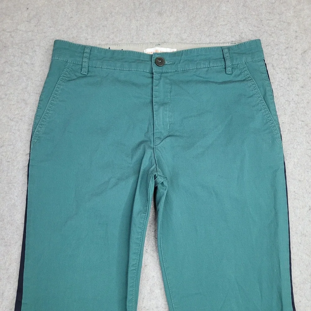 Tory‎ Burch Pants Women's 26 Green Cuffed Black Side Stripe Cotton 30x27