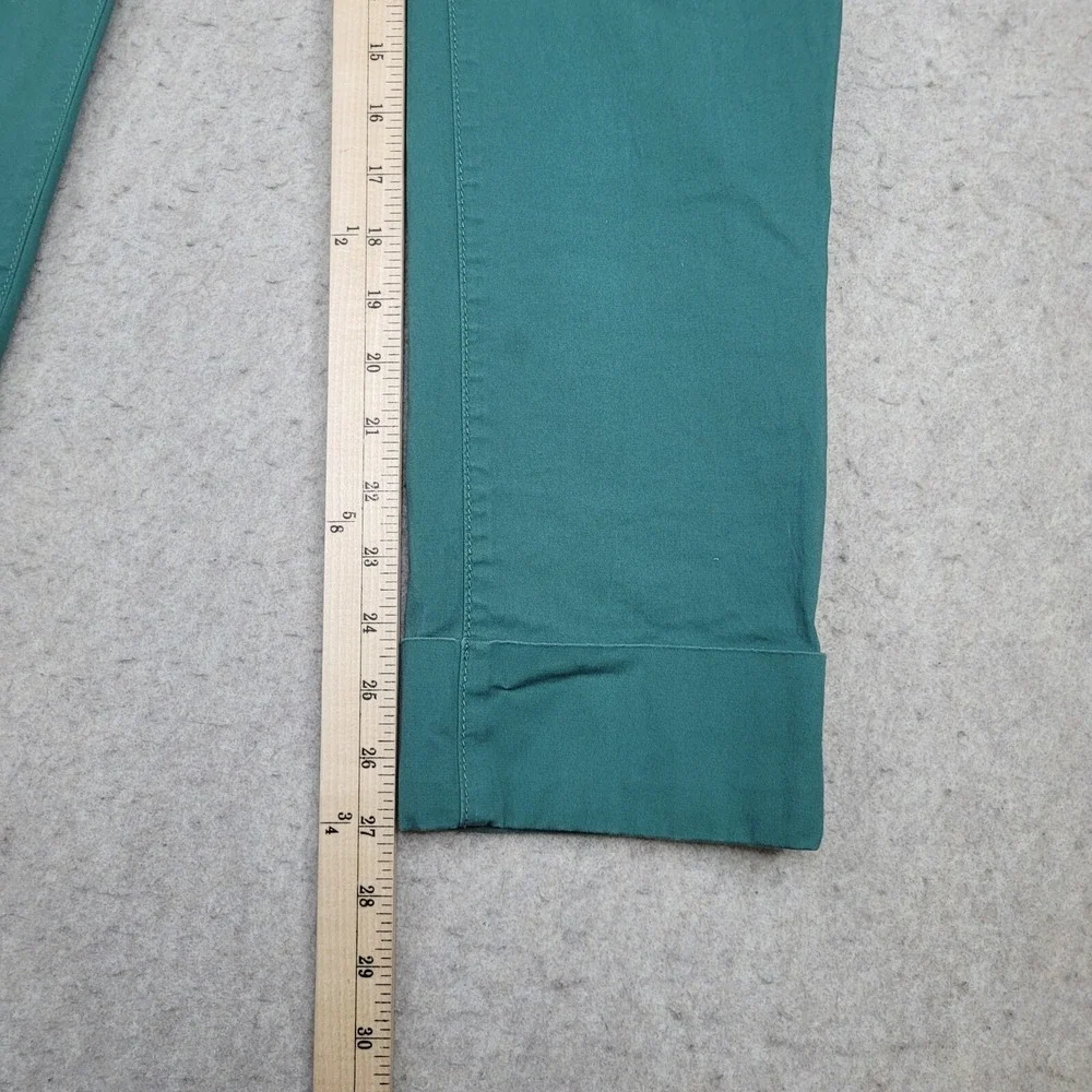 Tory‎ Burch Pants Women's 26 Green Cuffed Black Side Stripe Cotton 30x27