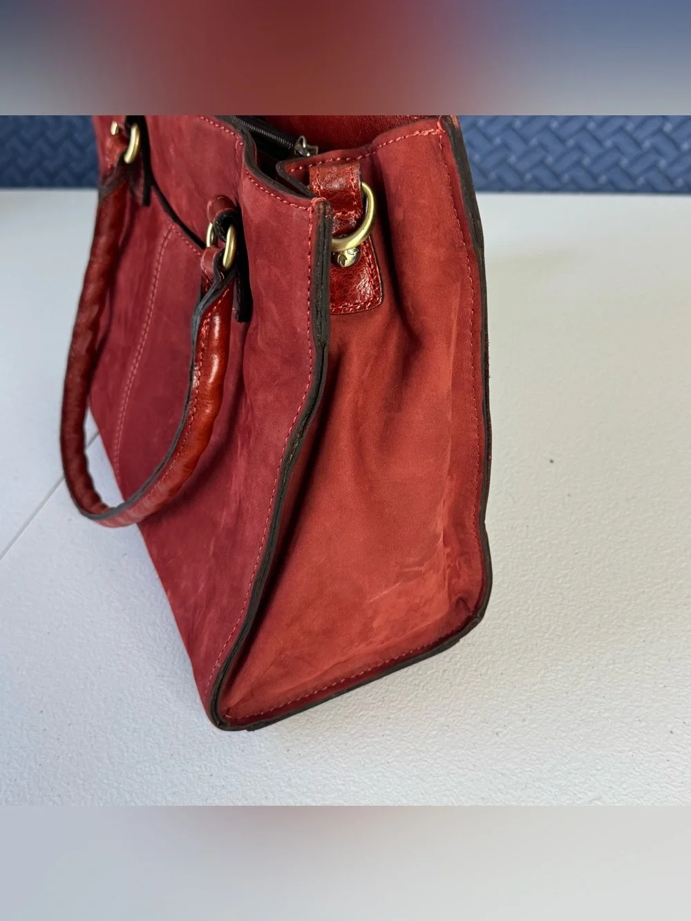 Patricia Nash Leather Primrose Satchel FOX (Reddish) Italian Nubuck Handbag