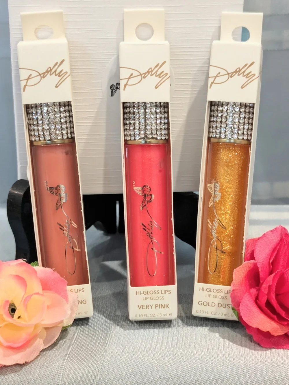 🆕 DOLLY PARTON'S Hi-Gloss Lips Rhinestone Studded Lip Gloss Trio