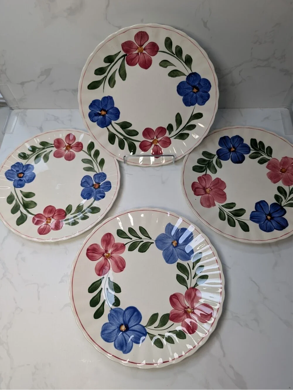 Blue Ridge Laurel Wreath Dinner Plates Set of 4 9.5