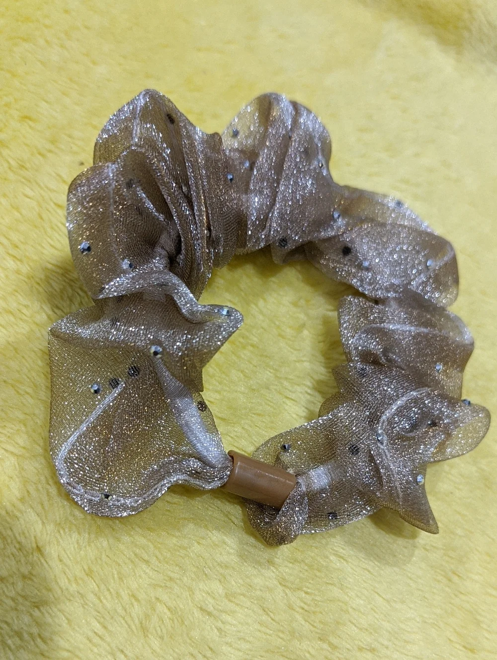 Sparkle Mesh Hair Scrunchie - Gold