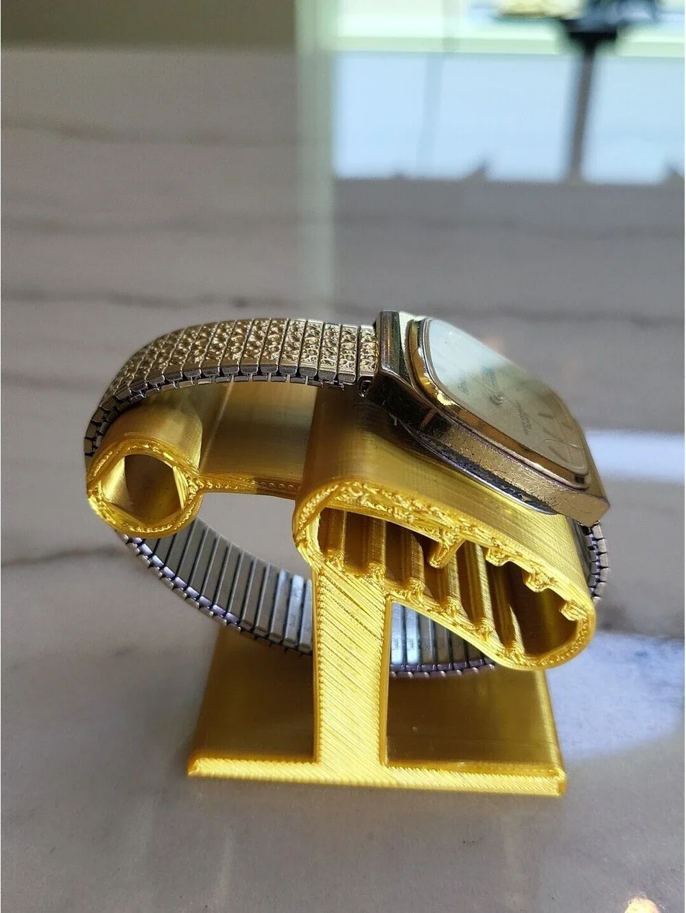Armitron Men’s Watch Dust Gold Tone TankDate DayDial Nugget Band New Batt. 31mm