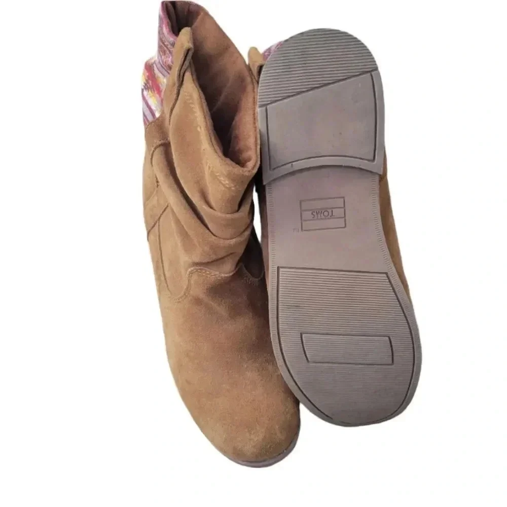 Toms Laurel 10009122 Cinnamon Suede Pendleton Stripe‎ Pull On Boot