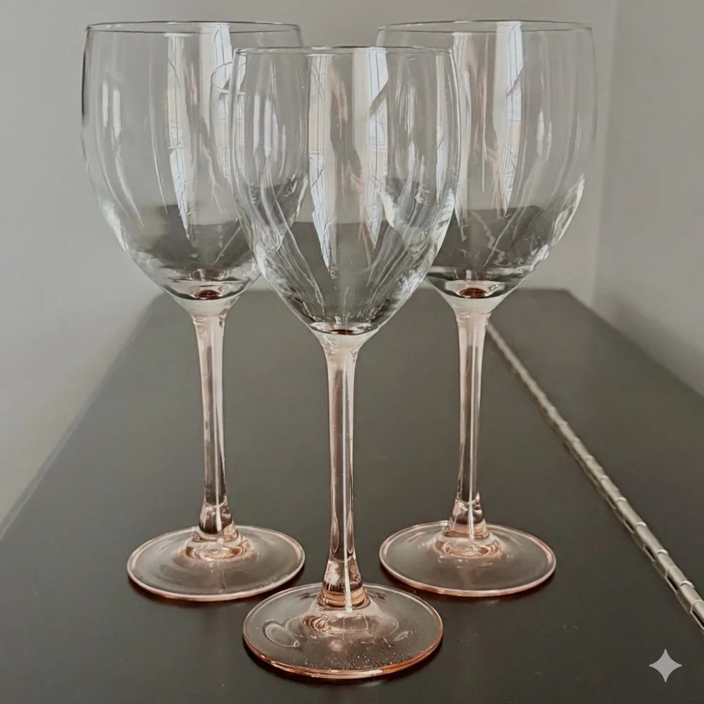 VTG Cristal d'Arques Durand Pink Stem - (2) 8