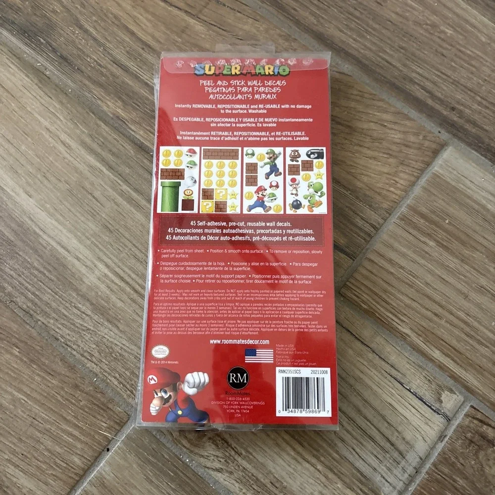 Nintendo SUPER‎ MARIO WALL DECALS 45 Removable & Repositional Stickers RoomMates