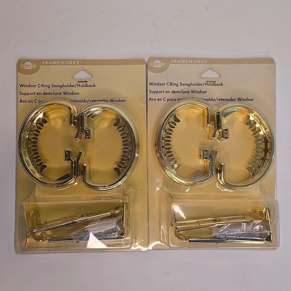 Graber‎ Structures Windsor C-Ring Swag holder curtain drape tieback Holdback X2