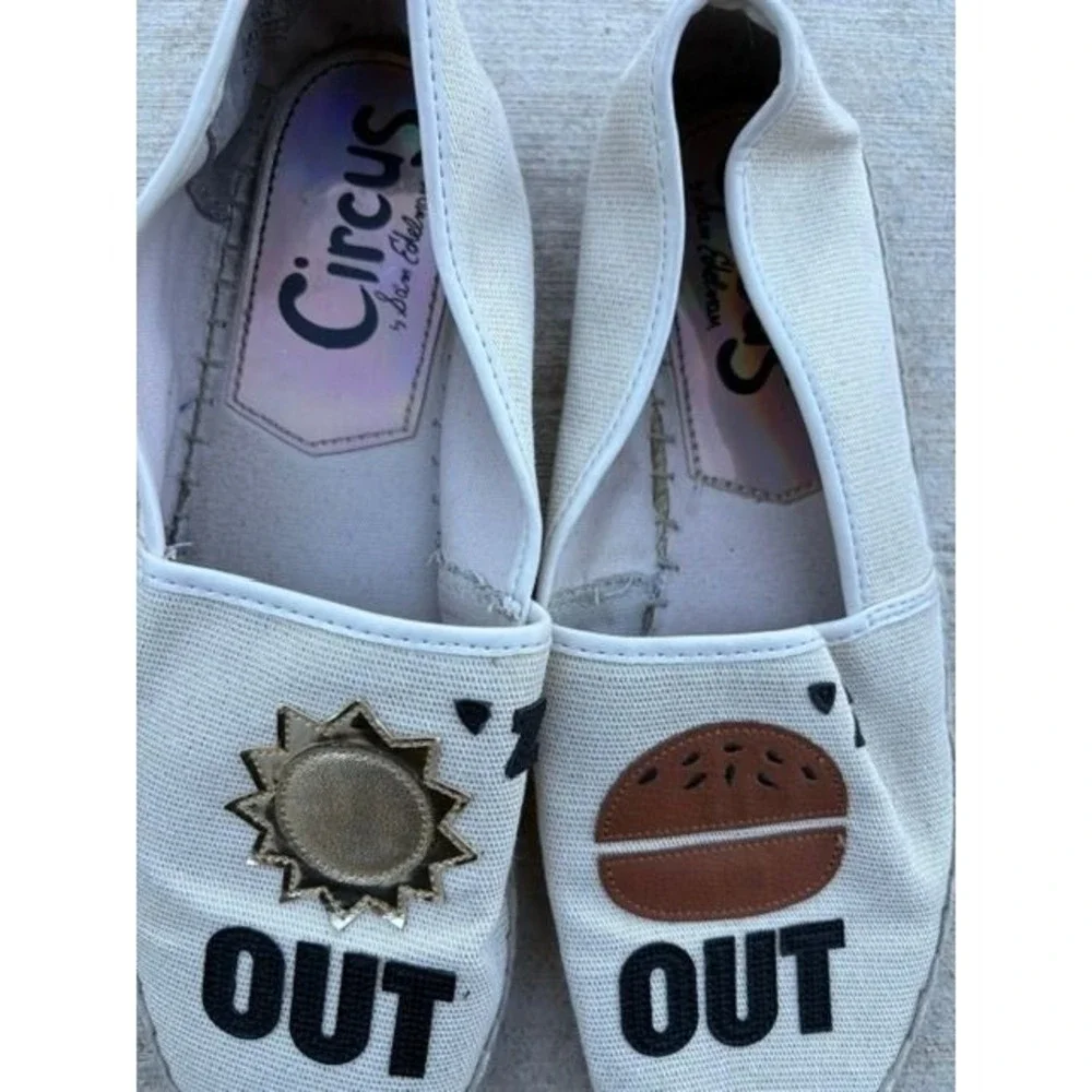 Circus‎ by Sam Edelman Sun Burger Out Canvas Espadrille Flats White Womens 8.5