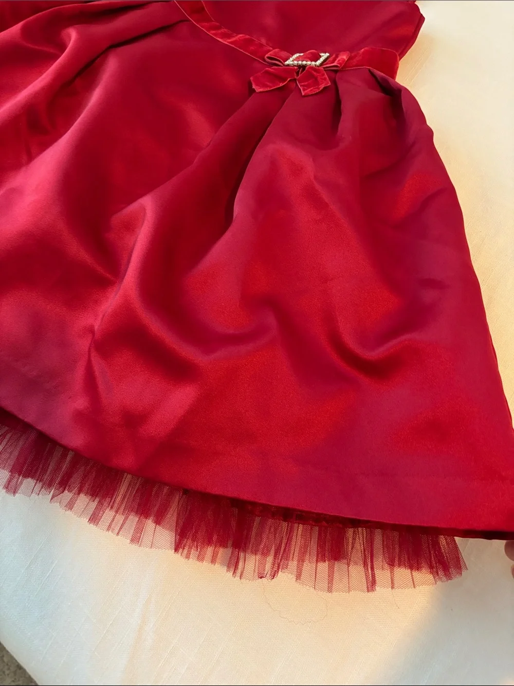 Gymboree Girls Red Satin and Velvet Party Christmas Holiday Red Dress Size 4