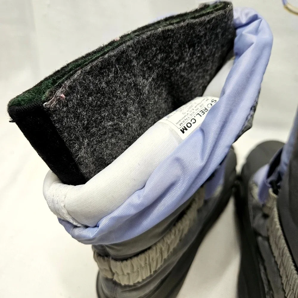 Sorel Flurry Snow Boots‎ Youth 1 Gray Purple Waterproof Insulated Winter Kids