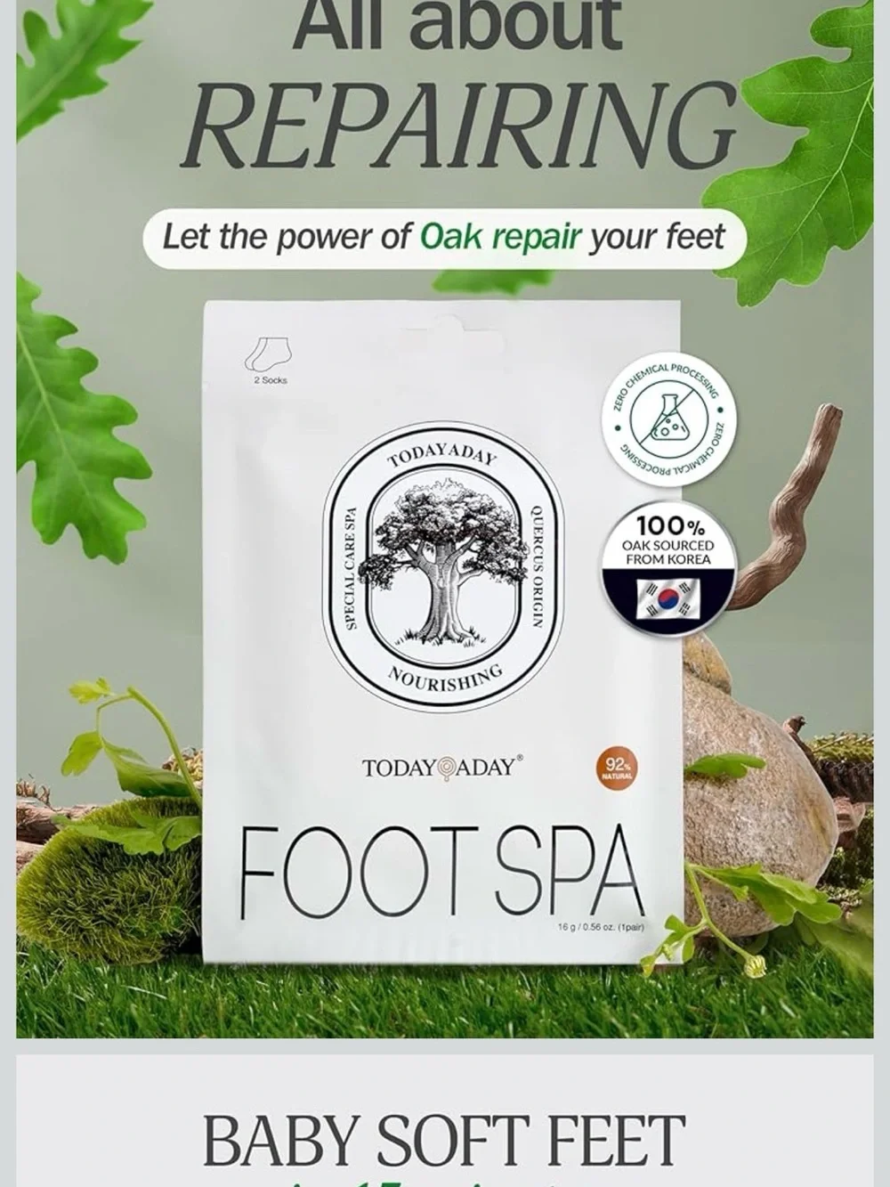TODAYADAY Foot Spa Foot Mask Socks Hypoallergenic Cracked Heels 5pcs 16g