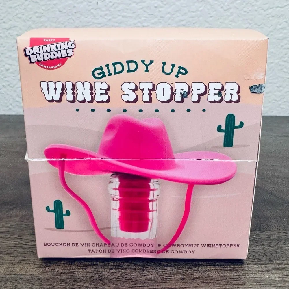 Giddy Up Hot Pink Cowboy Cowgirl Hat Wine Stopper