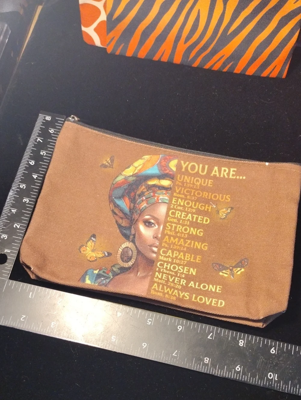 Brown Inspirational Canvas Cosmetic Bag - Unbranded