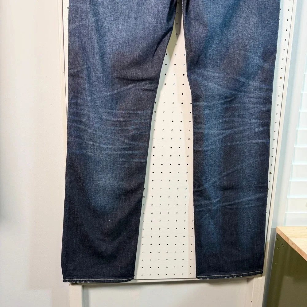 True Religion Ricky Relaxed Straight Jeans Mens Blue Denim Stretch Mid Rise - 36