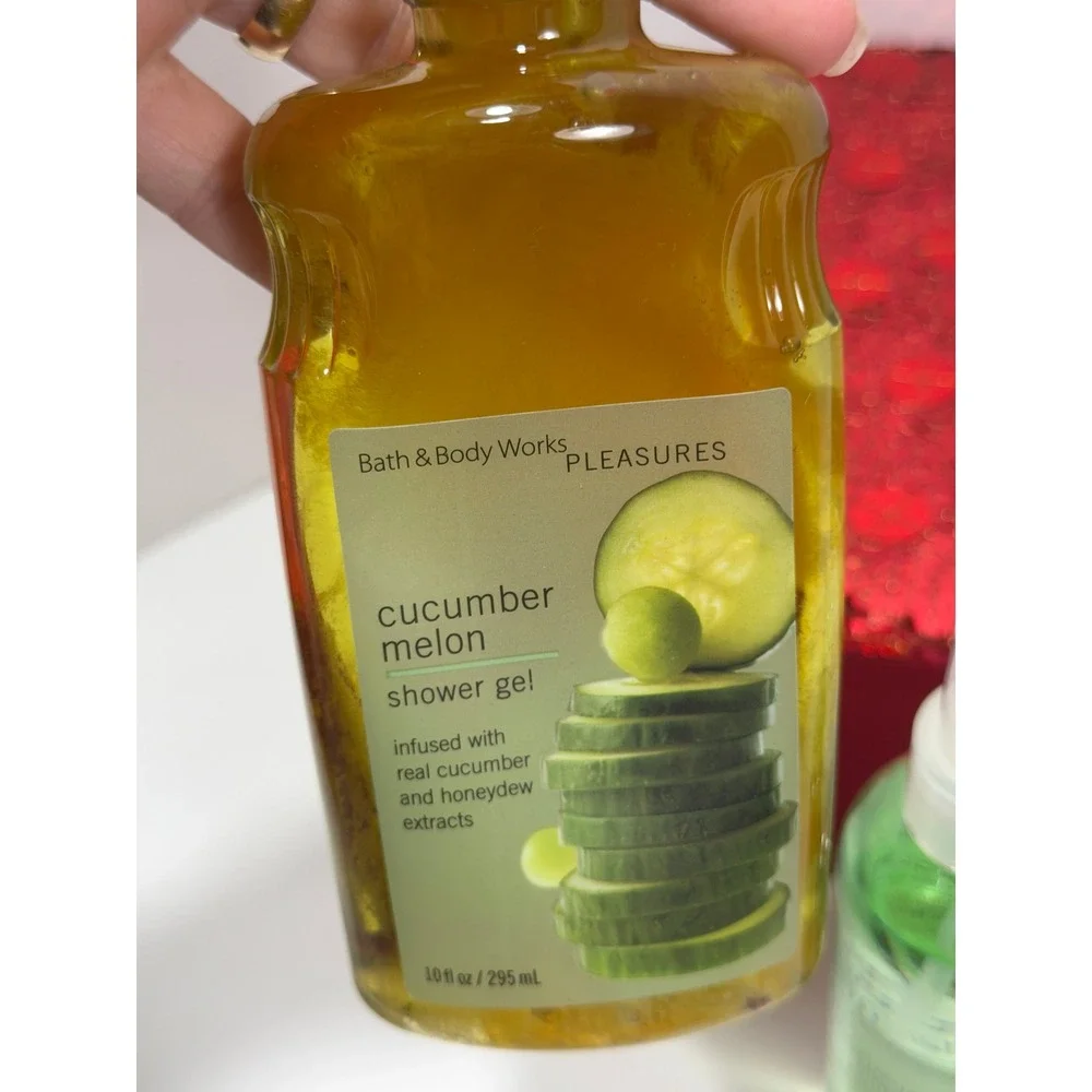 Bath & Body Works Cucumber Melon‎ Pleasures Vintage Gift Set  Sequin Box 4pc