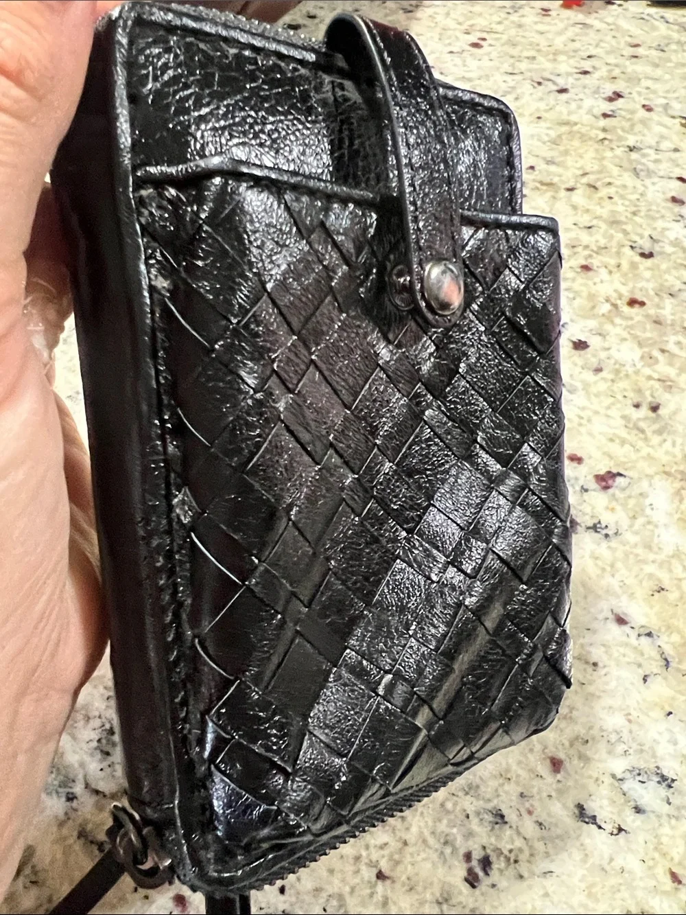 Elliott Lucca Black Woven Leather Wristlet Wallet