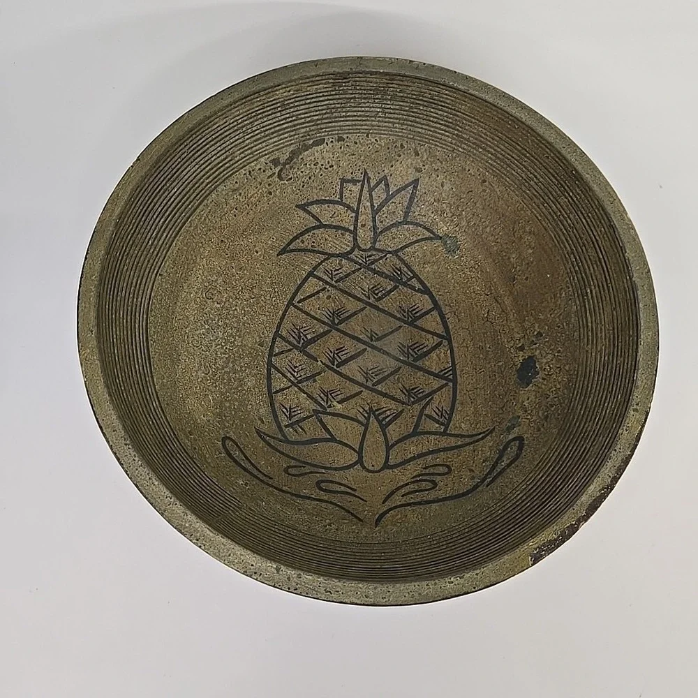 Large Wood Pineapple‎ Design Serving Bowl