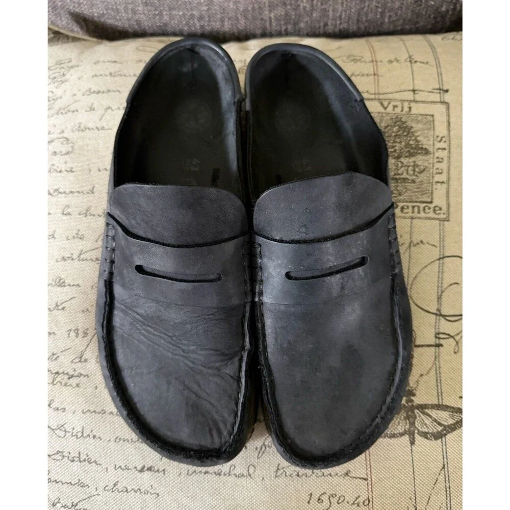 Birkenstock Naples Oiled Leather Black Loafer Clog EU 43 US 10 1025040