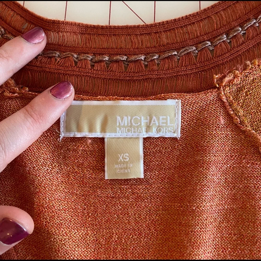 Michael Kors beautiful boho orange sunset blouse summer top size XS
